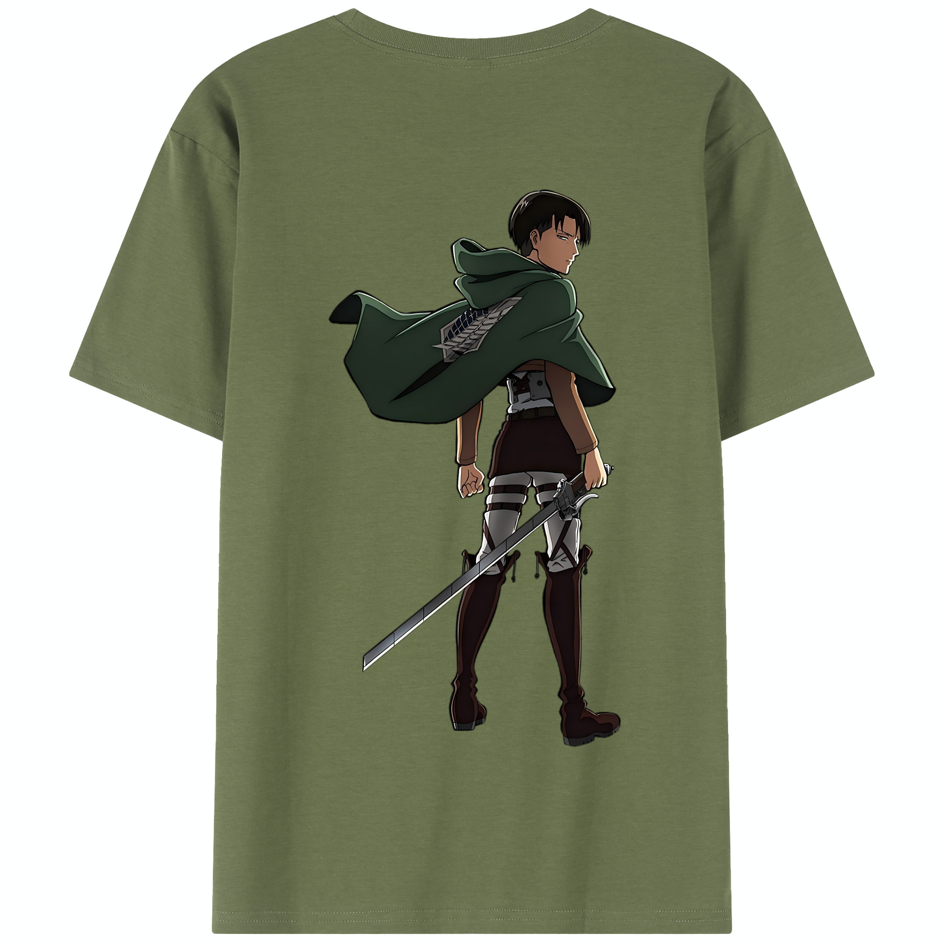 （画像用） 進撃の巨人 リヴァイ·アッカーマン Attack on Titan Levi Ackerman 綿100％半袖Tシャツ（背面プリント）